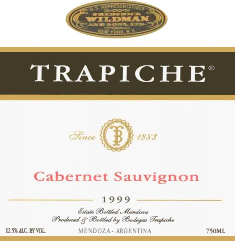 Trapiche Cabernet Sauvignon 1999 Front Label