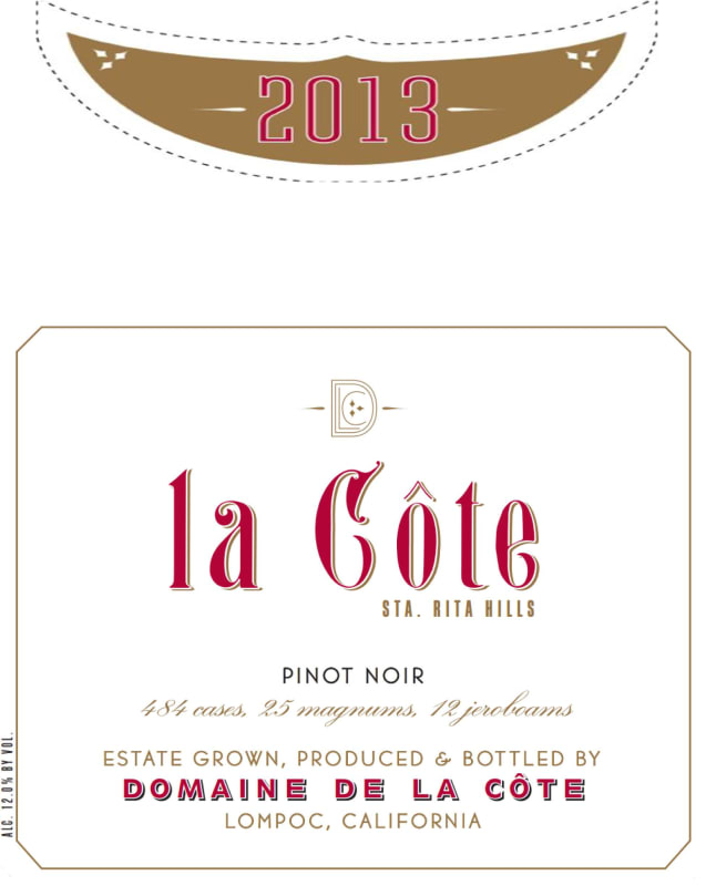 Domaine de la Cote Pinot Noir 2013 Front Label