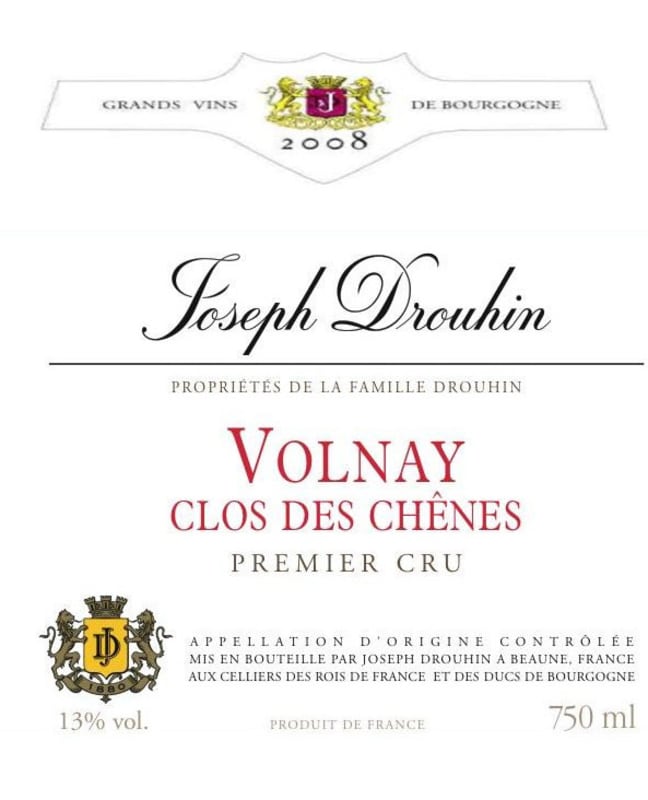 Joseph Drouhin Volnay Clos Des Chenes Premier Cru 2008 Front Label