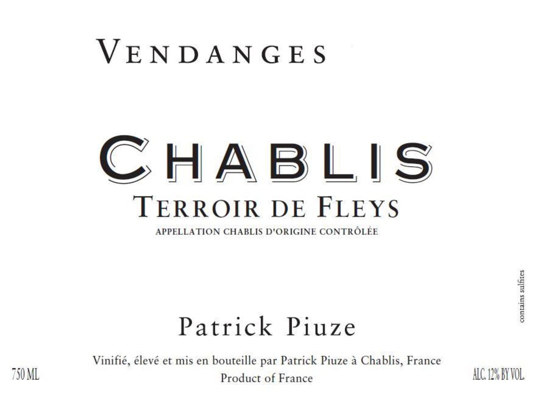 Patrick Piuze Chablis Terroir de Fleys 2018 Front Label
