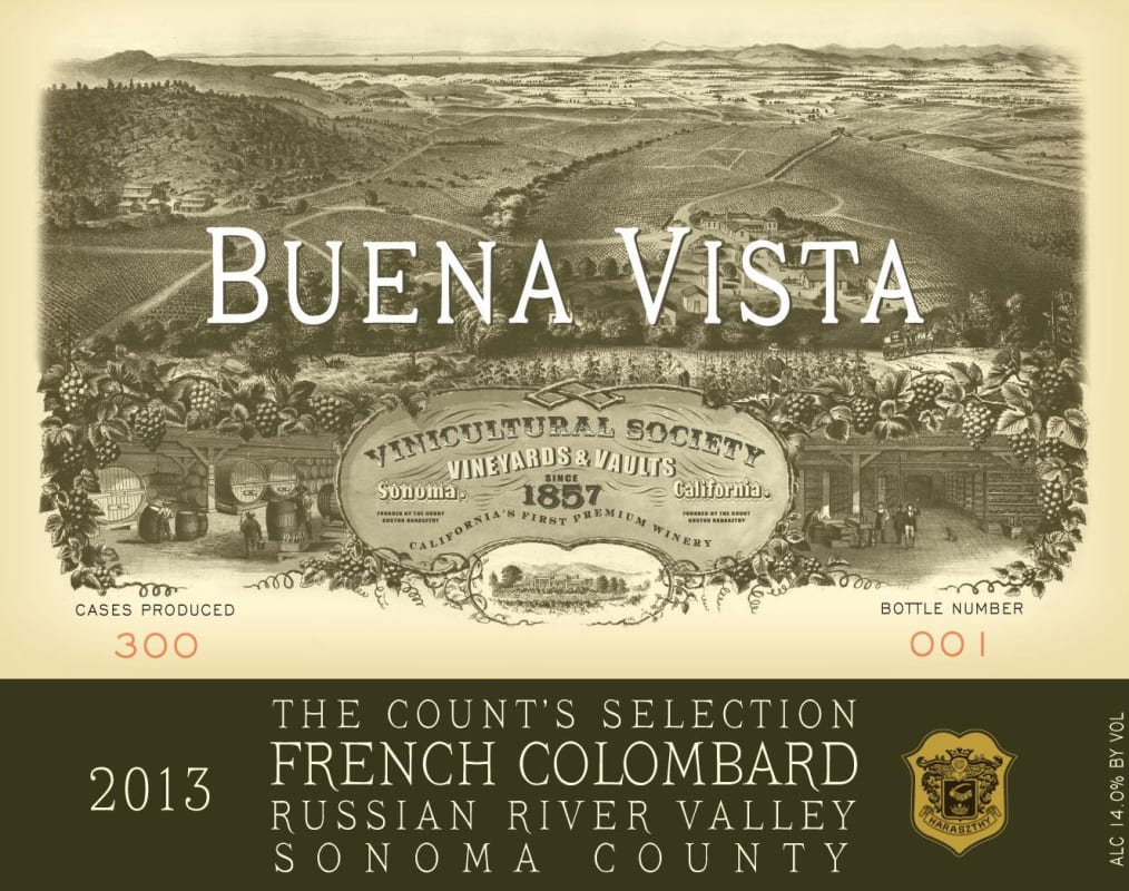 Buena Vista Count’s Selection French Colombard 2013 Front Label