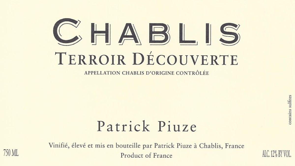 Patrick Piuze Chablis Terroir Decouverte 2016 Front Label