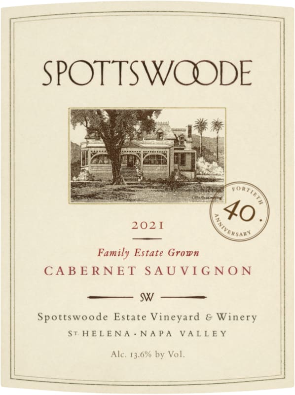 Spottswoode Cabernet Sauvignon (3 Liter Bottle) 2021 Front Label