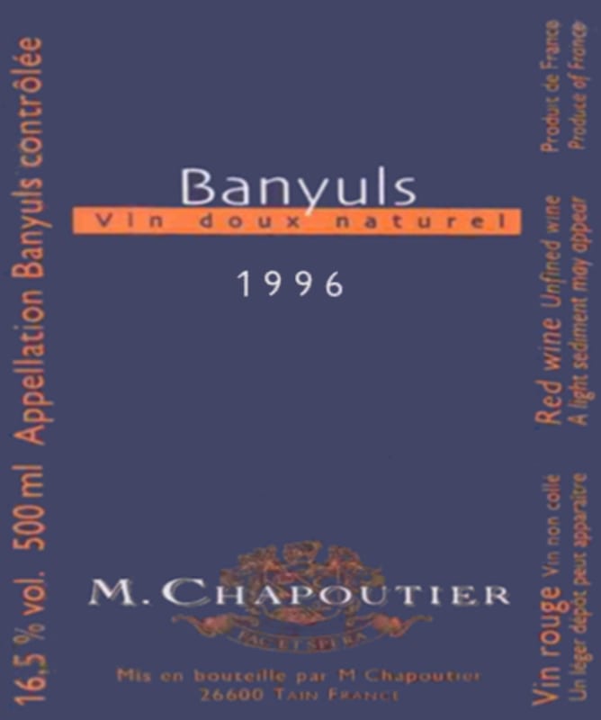 M. Chapoutier Banyuls 1996 Front Label