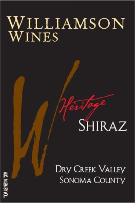 Williamson Wines Heritage Shiraz 2015 Front Label