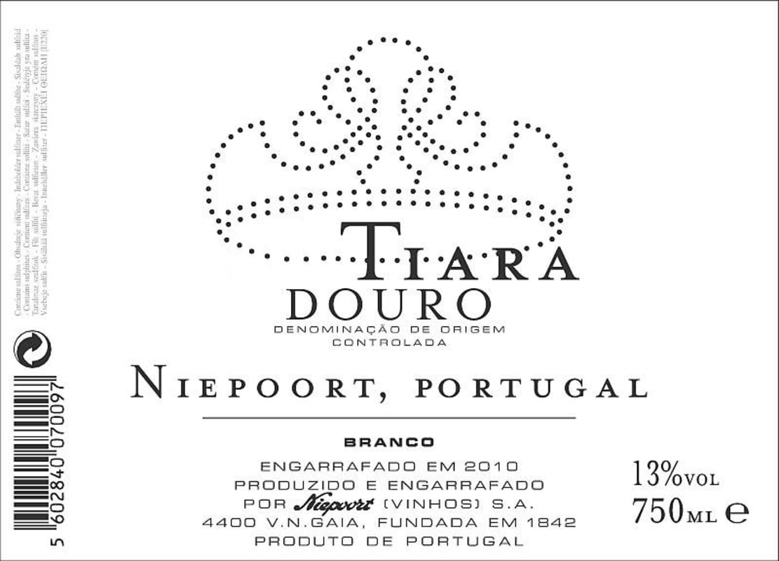 Niepoort Tiara Branco 2010 Front Label