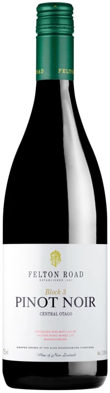 Felton Road Block 3 Pinot Noir 2018 Front Bottle Shot