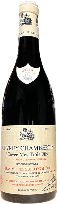 Domaine Guillon Gevrey-Chambertin Cuvee Mes Trois Fils 2019 Front Bottle Shot