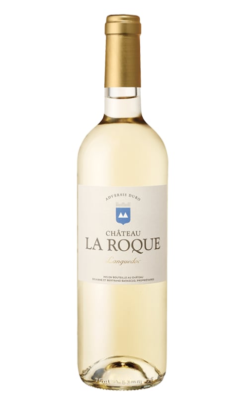 Chateau La Roque Languedoc Blanc 2019 Front Bottle Shot