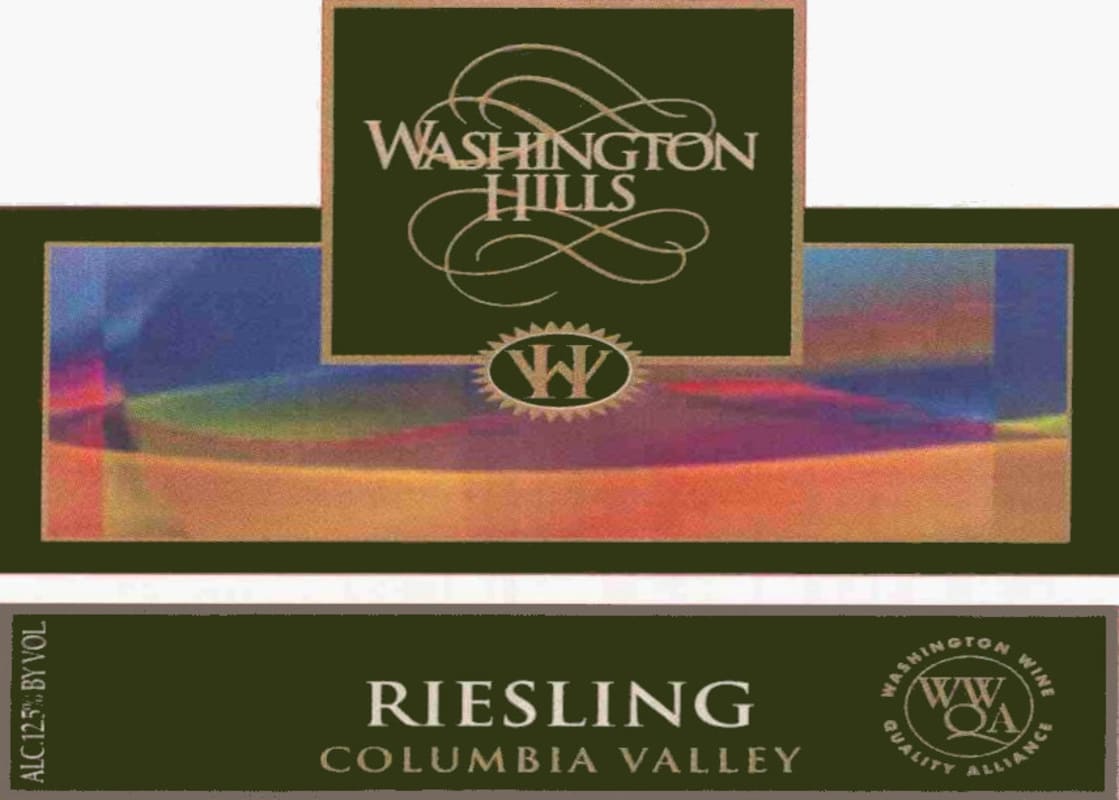 Washington Hills Riesling 2000 Front Label