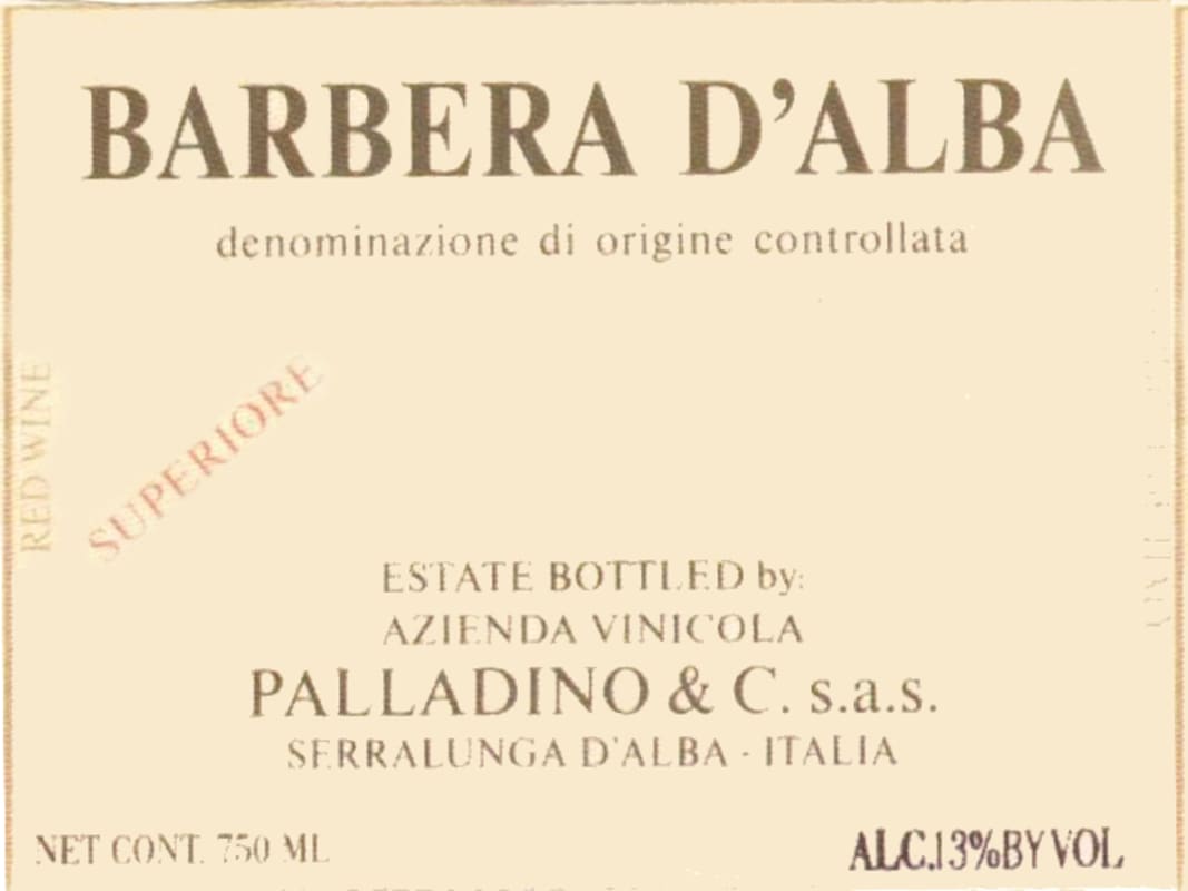 Palladino Barbera d'Alba Superiore 2015 Front Label