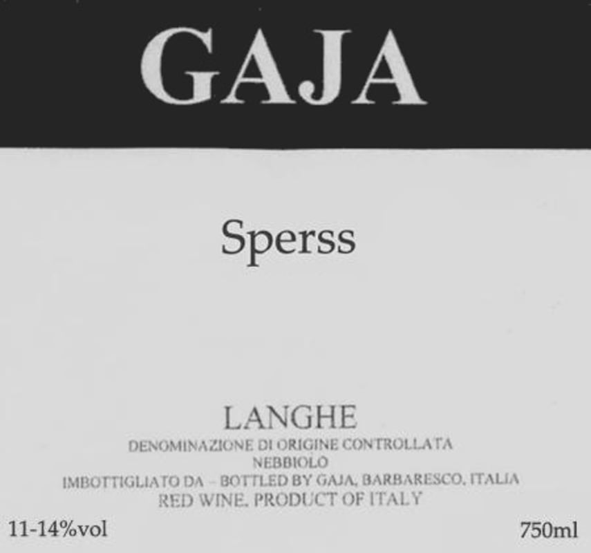Gaja Sperss Barolo 1989 Front Label