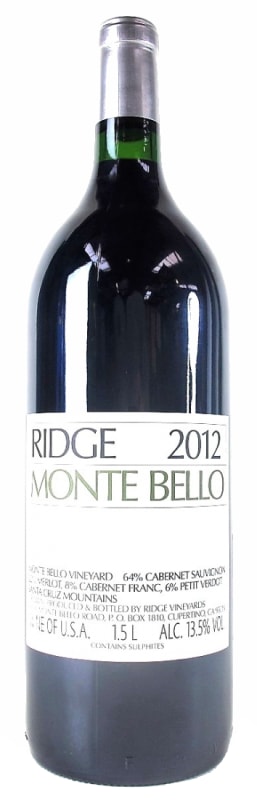 Ridge Monte Bello (1.5 Liter Magnum) 2012 Front Bottle Shot