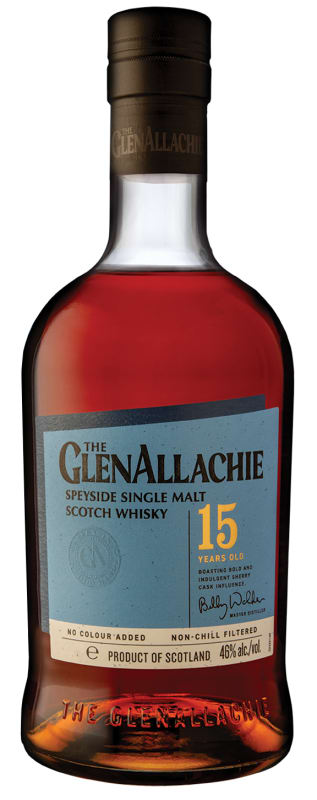 GlenAllachie 15 Year Single Malt Scotch Whisky Front Bottle Shot