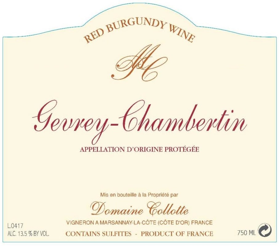 Domaine Collotte Gevrey-Chambertin 2019 Front Label