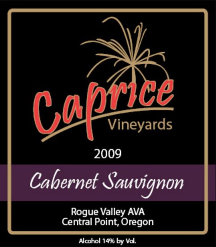 Caprice Vineyards Rogue Valley Cabernet Sauvignon 2009 Front Label