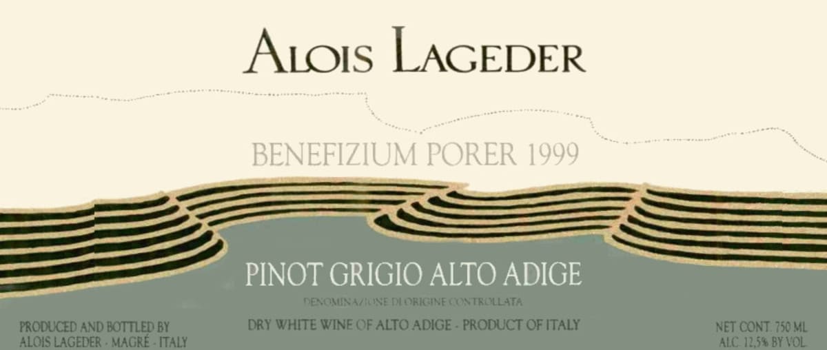 Alois Lageder Benefizium Porer Pinot Grigio 1999 Front Label