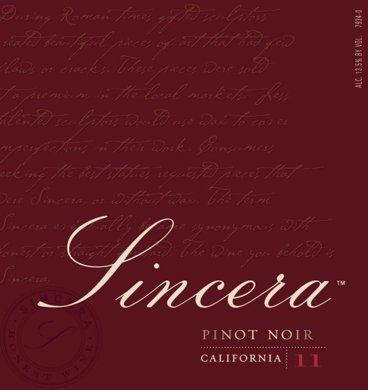 Sincera 2011 Front Label