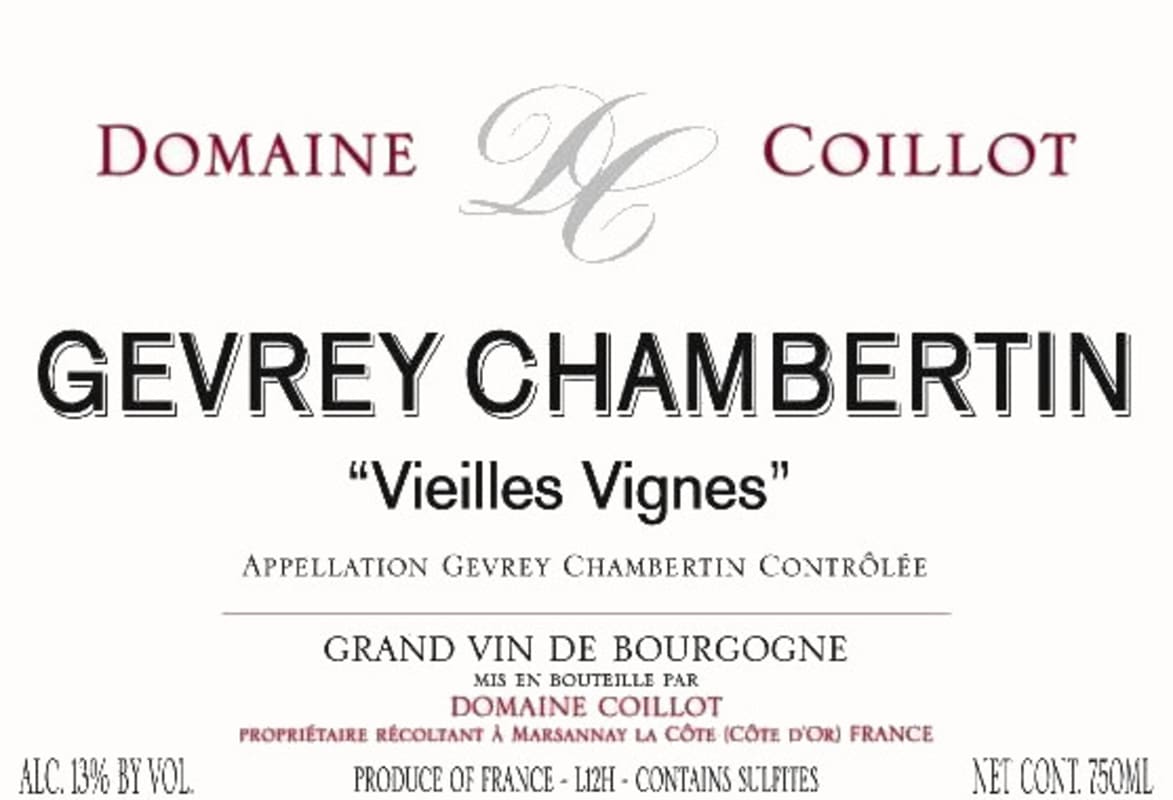 Domaine Coillot Gevrey Chambertin Vieilles Vignes 2015 Front Label