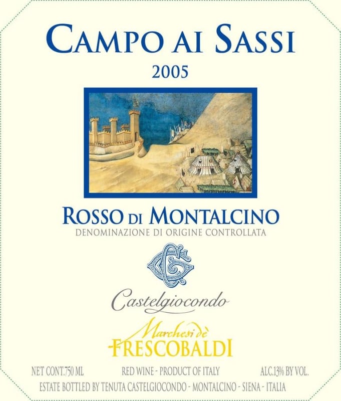 Frescobaldi Rosso di Montalcino CastelGiocondo Campo ai Sassi 2005 Front Label