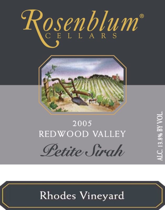 Rosenblum Cellars Rhodes Vineyard Petite Sirah 2005 Front Label