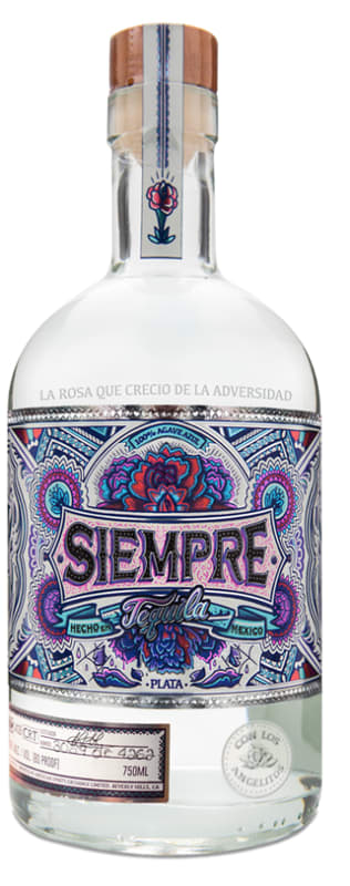 Siempre Plata Tequila Front Bottle Shot