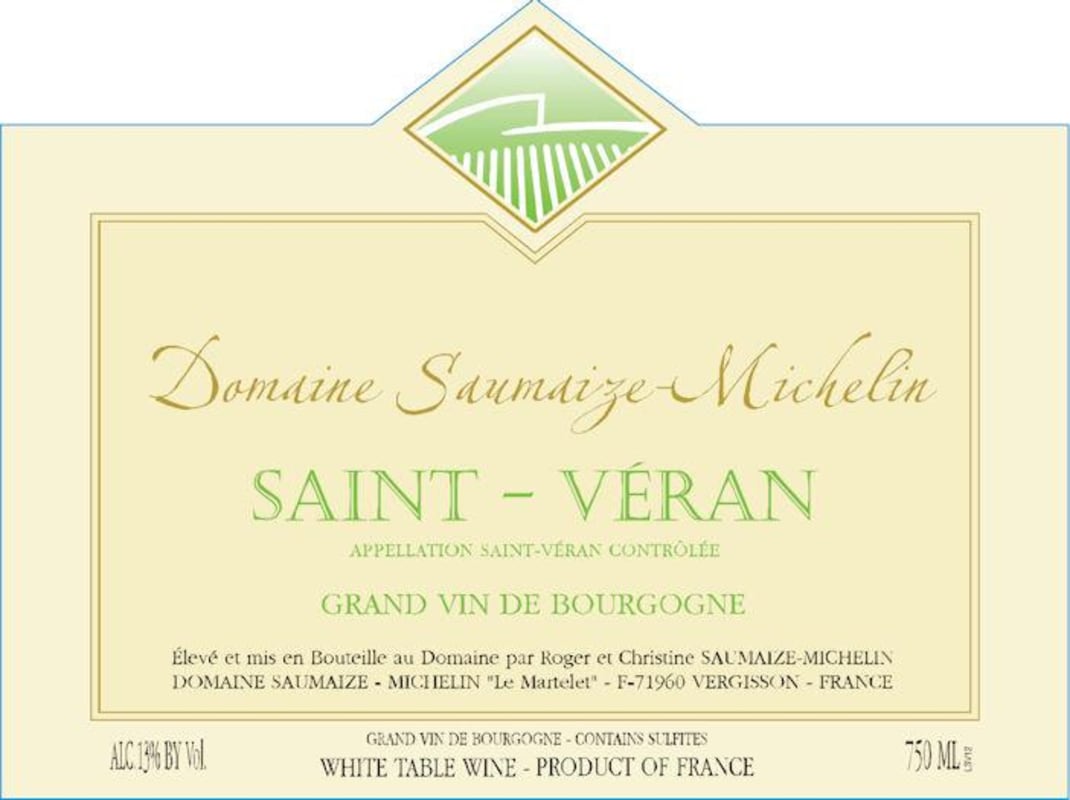 Domaine Saumaize-Michelin St-Veran 2016 Front Label