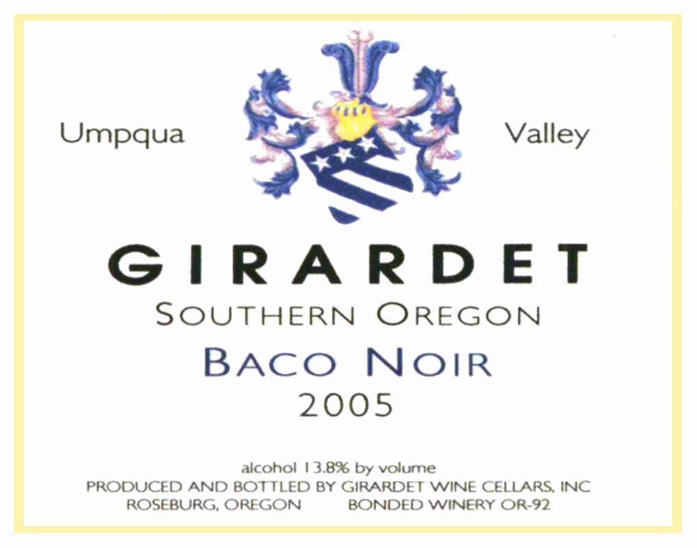 Girardet Baco Noir 2005 Front Label