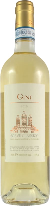 Gini Soave Classico 2016 Front Bottle Shot