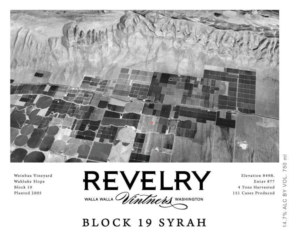 Revelry Vintners Block 19 Syrah 2015 Front Label
