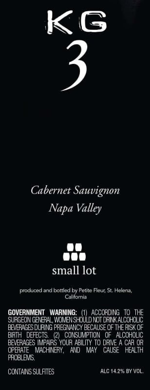 KG3 Cabernet Sauvignon 2018 Front Label