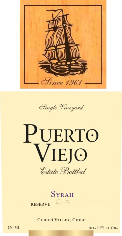 Vina Requingua Winery Puerto Viejo Reserve Syrah 2014 Front Label