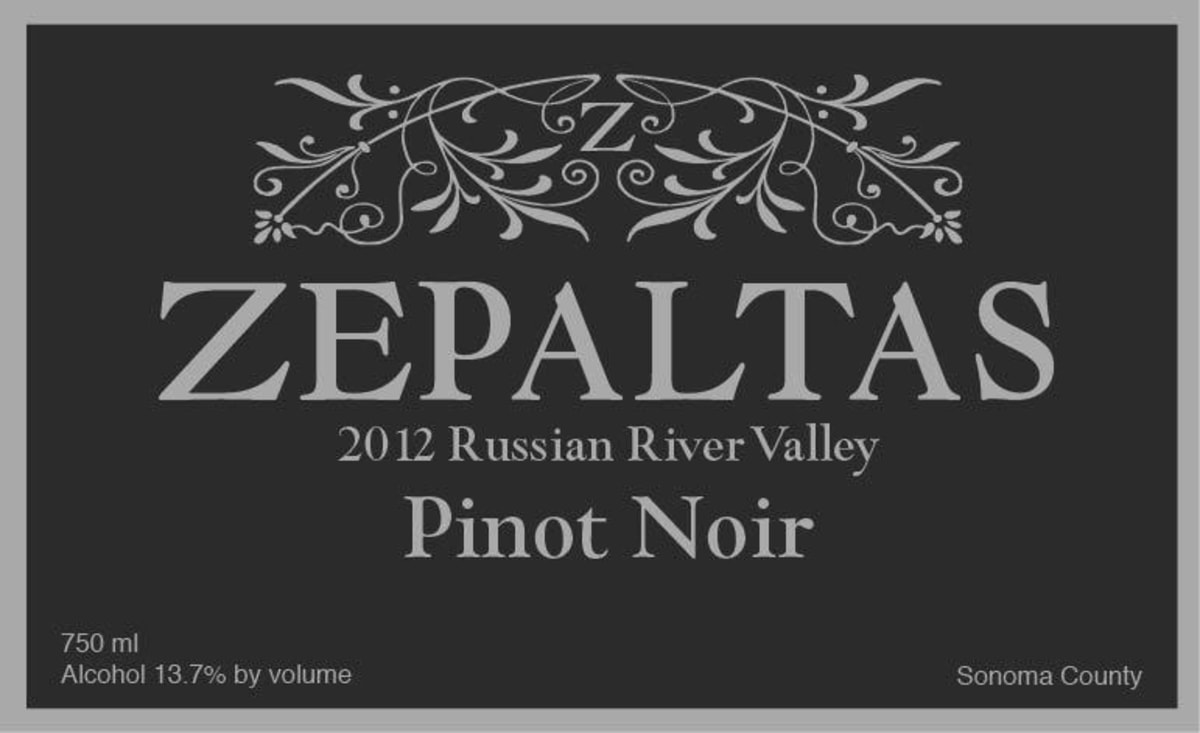 Zepaltas Russian River Valley Pinot Noir 2012 Front Label