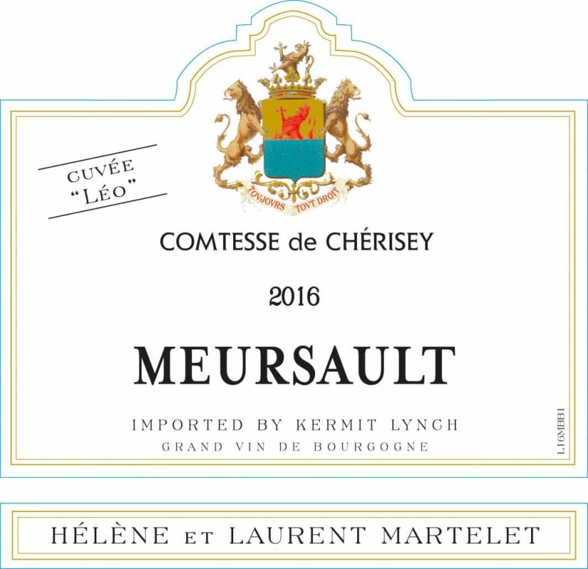 Domaine Comtesse de Cherisey Meursault Cuvee Leo 2016 Front Label