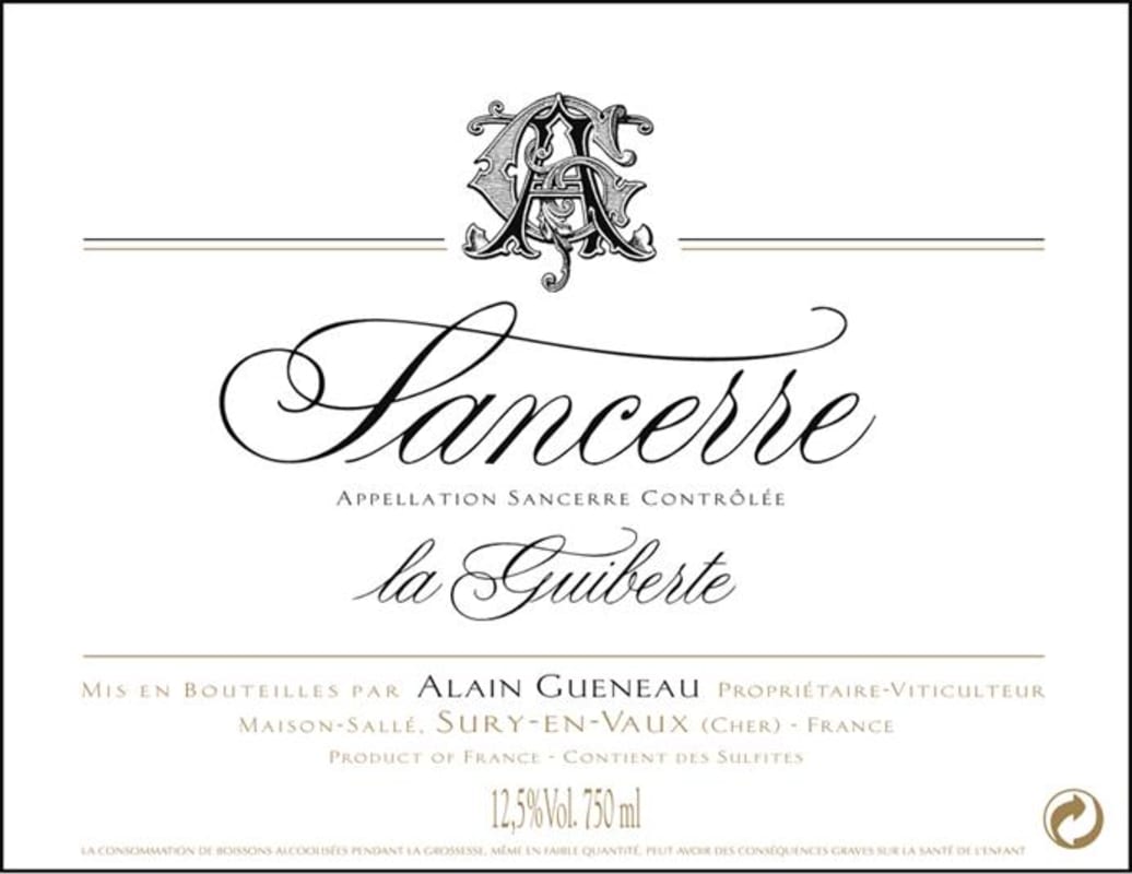 Domaine Gueneau Sancerre La Guiberte 2018 Front Label