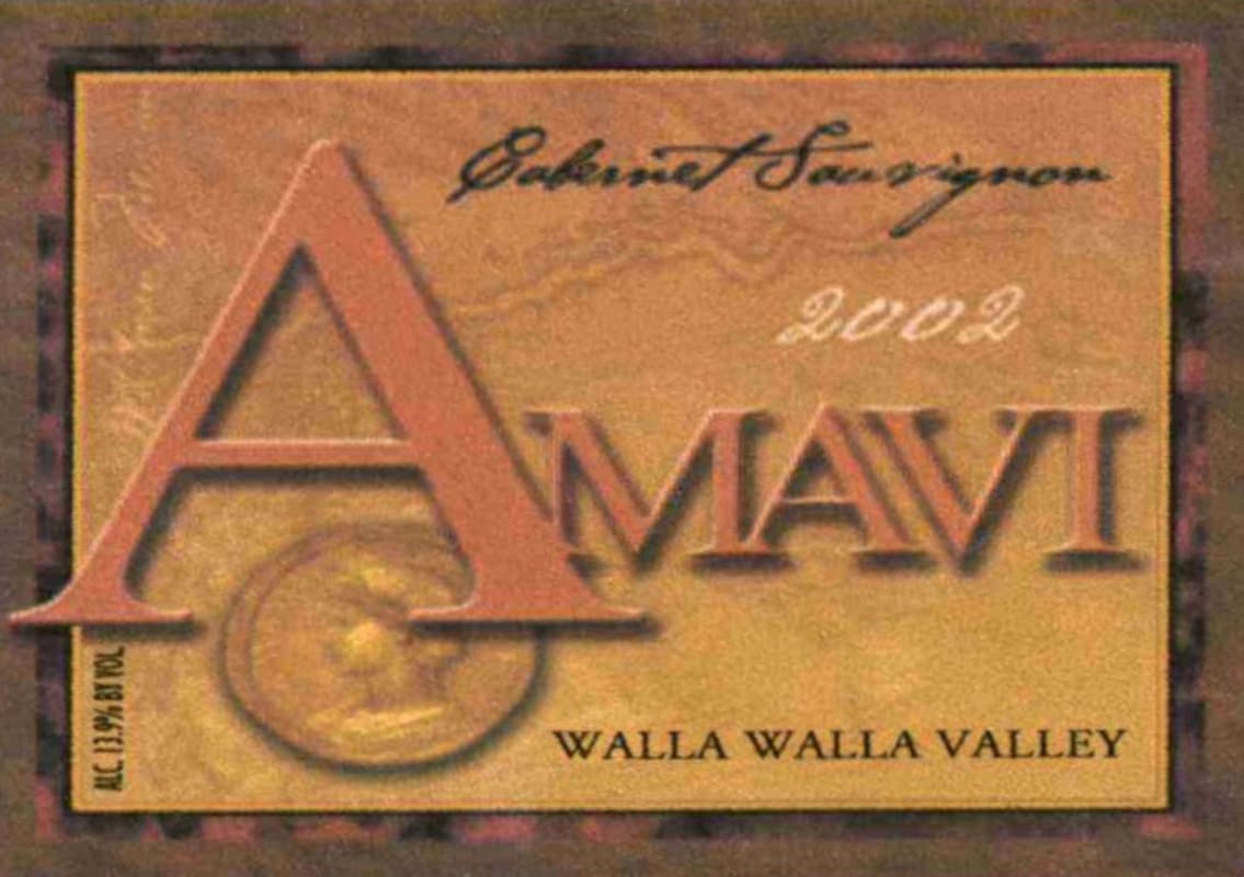 Amavi Cabernet Sauvignon 2002 Front Label