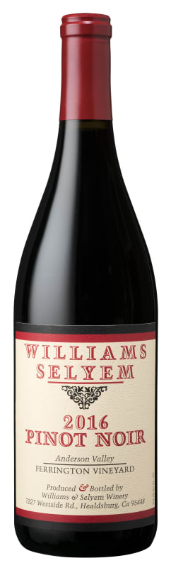 Williams Selyem Ferrington Vineyard Pinot Noir 2016 Front Bottle Shot