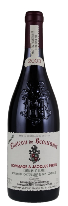Chateau de Beaucastel Chateauneuf-du-Pape Grand Cuvee Hommage a Jacques Perrin (3 Liter) 2003 Front Bottle Shot