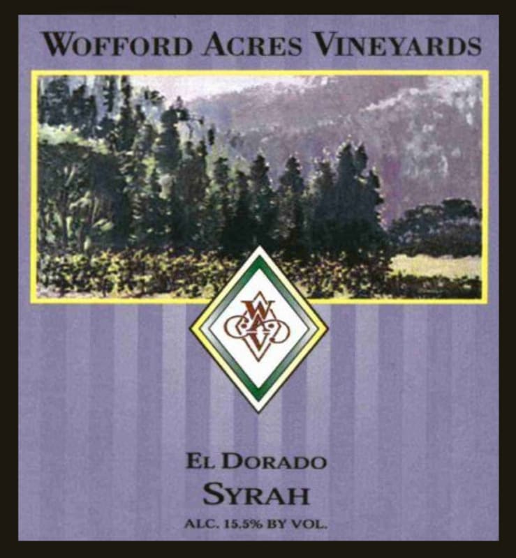 Wofford Acres Vineyards Estate Syrah 2013 Front Label