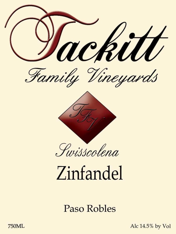 Tackitt Family Vineyards SwissCollina Zinfandel 2012 Front Label