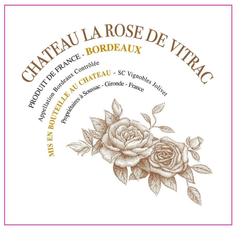 Chateau La Rose de Vitrac Blanc 2015 Front Label