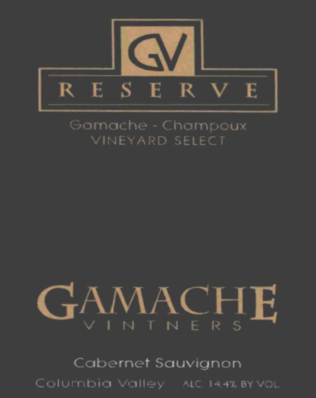Gamache Vintners Champoux Vineyard Select Reserve Cabernet Sauvignon 2004 Front Label