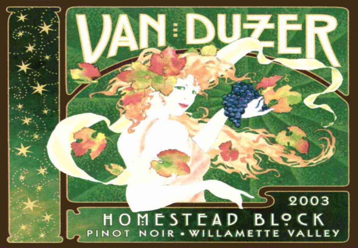 Van Duzer Homestead Block Pinot Noir 2003 Front Label