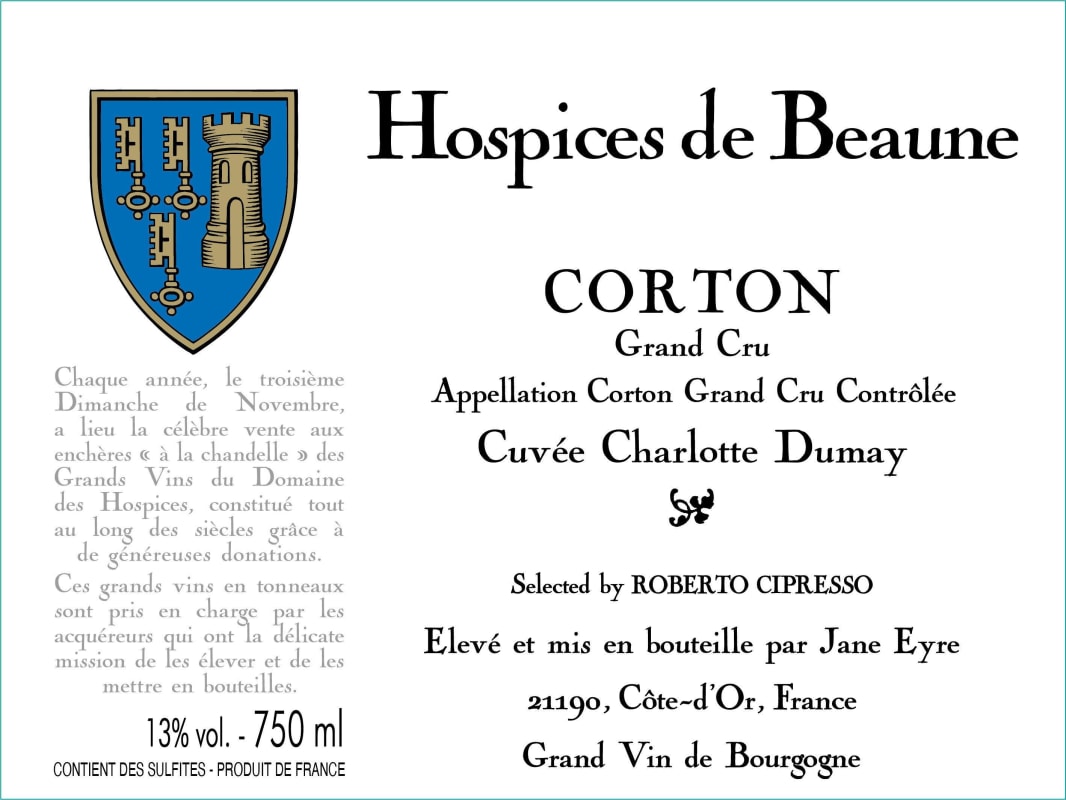 Hospices Civiles de Beaune Corton Cuvee Charlotte Dumay Grand Cru 2019 Front Label