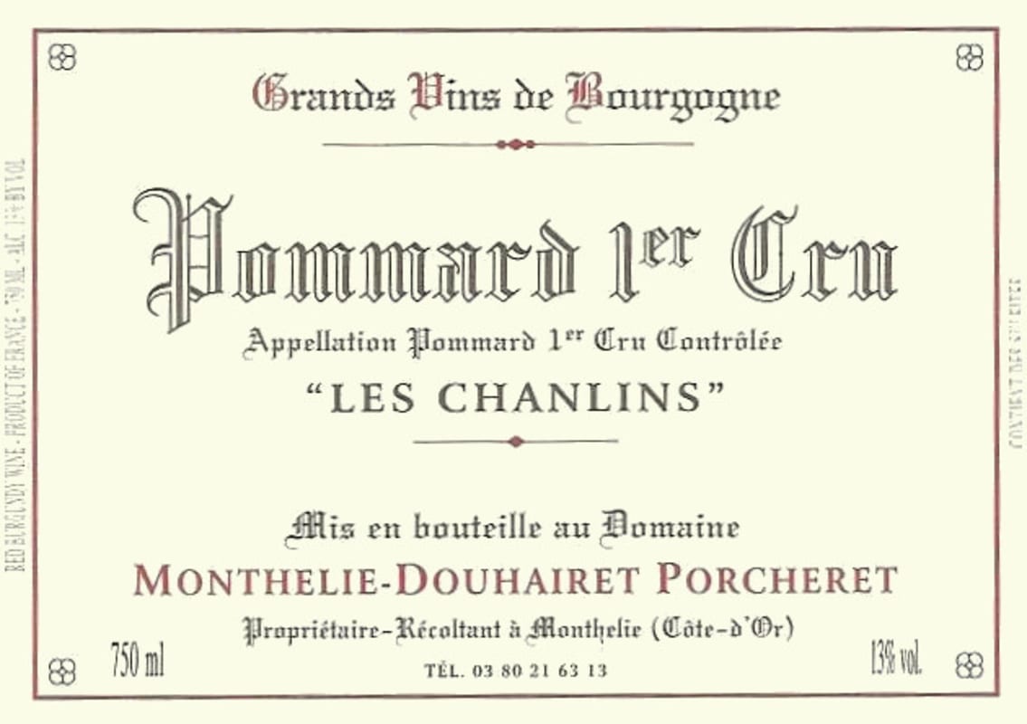 Monthelie-Douhairet-Porcheret Pommard Les Chanlins Premier Cru 2013 Front Label