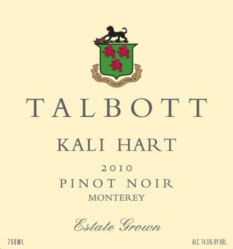 Talbott Kali Hart Pinot Noir 2010 Front Label