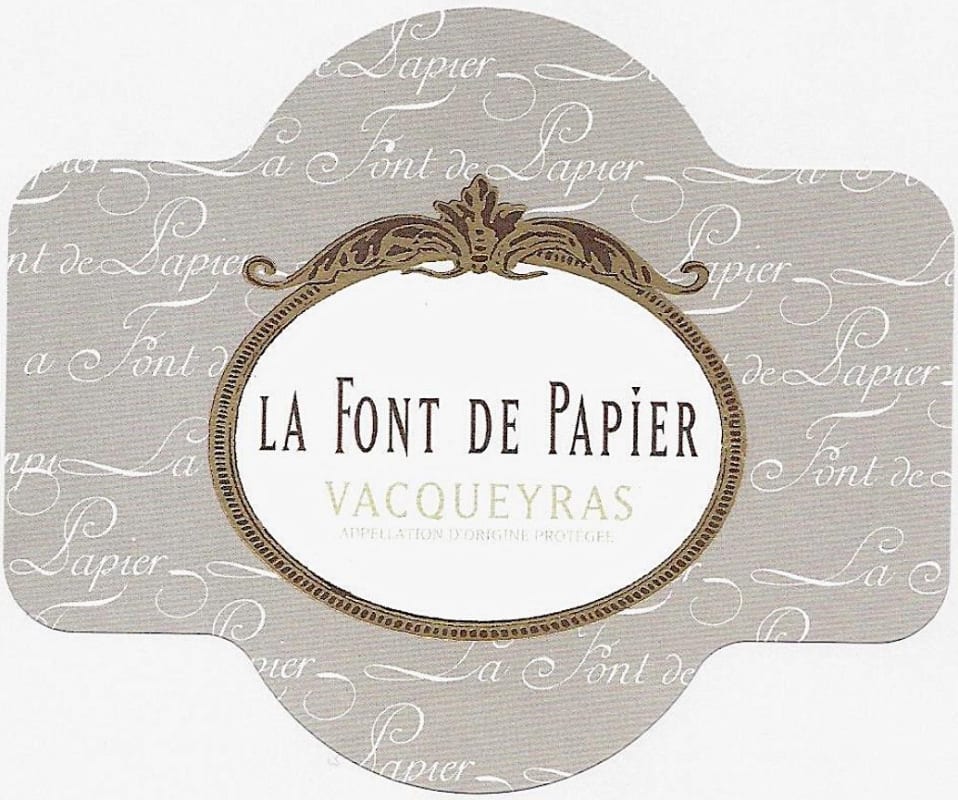 Clos du Joncuas Vacqueyras La Font de Papier 2016 Front Label