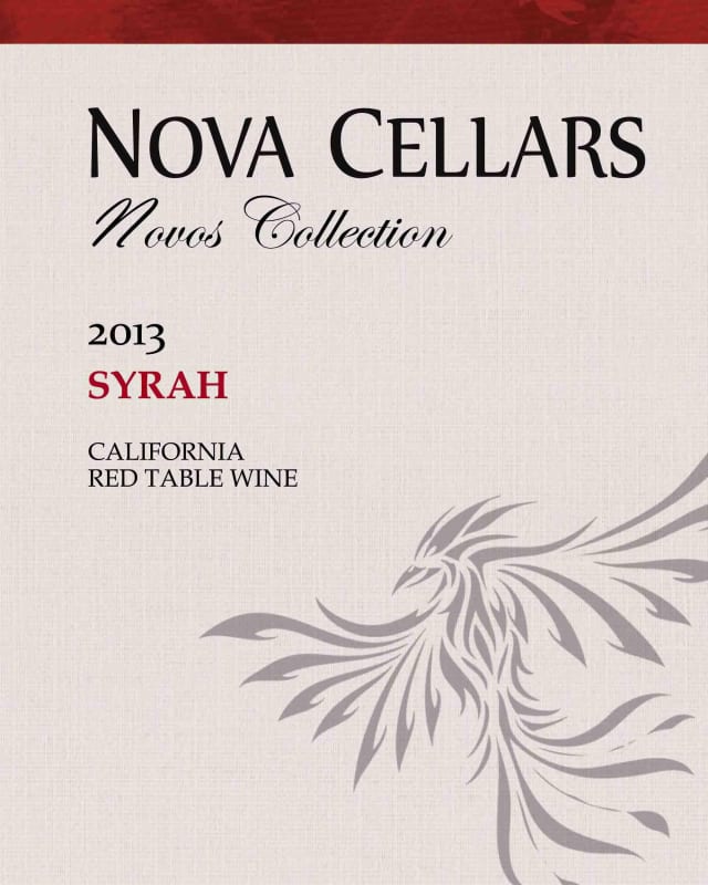 Nova Cellars Syrah 2013 Front Label