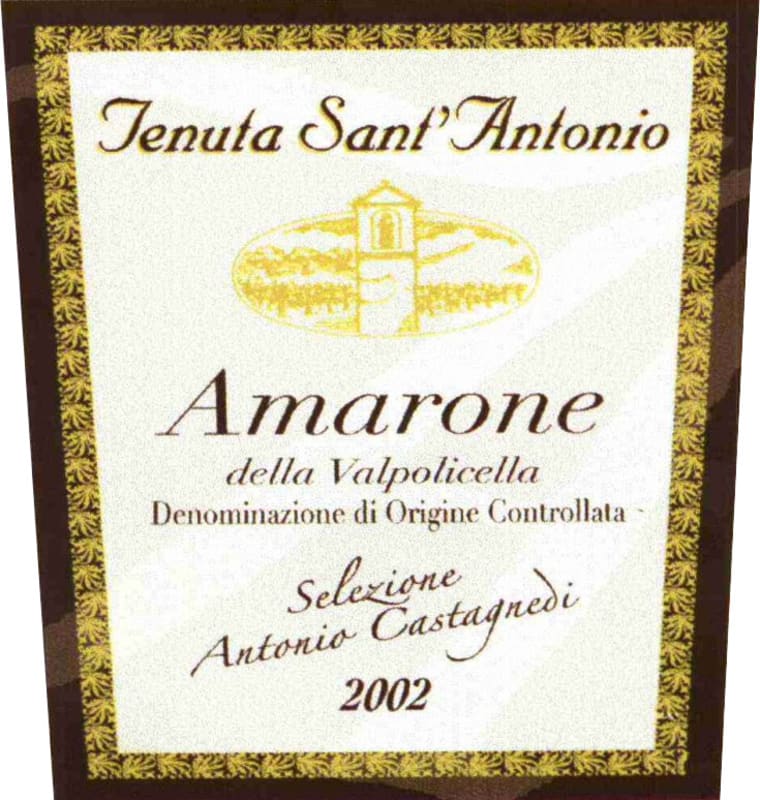 Tenuta Sant'Antonio Amarone della Valpolicella Selezione Antonio Castagnedi 2002 Front Label