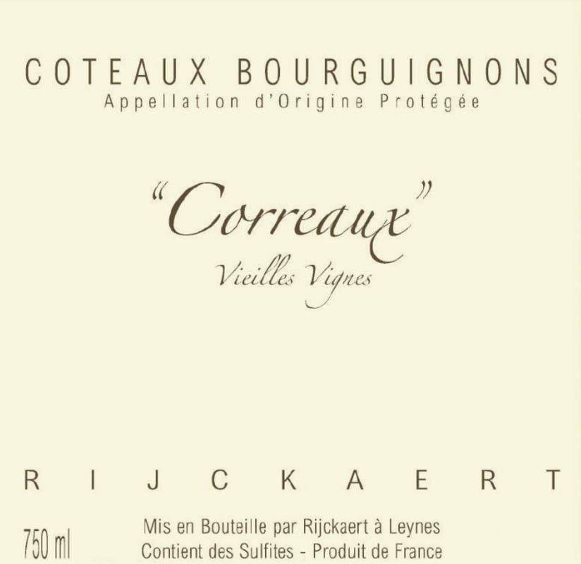 Maison Rijckaert Coteaux Bourguignons Correaux Vieilles Vignes 2016 Front Label